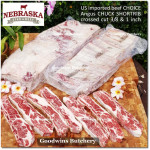 Beef rib shortrib US USDA choice Angus CHUCK SHORT RIB 5ribs frozen Nebraska 2 SLAB original bag +/- 3.5 kg 20x8" 50x20cm (price/kg)